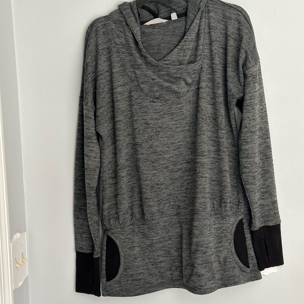 Athleta Womens Hoodie top Sz Small Grey Heather VGC